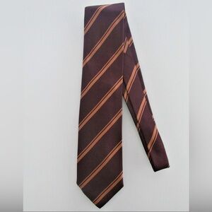 Brioni 100% Silk Burgundy and gold Striped Tie